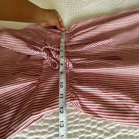 Pink White Stripe Midi Dress Size 6 Sleeveless V-Neck Tie Front Summer Sun Dress - Picture 6 of 9